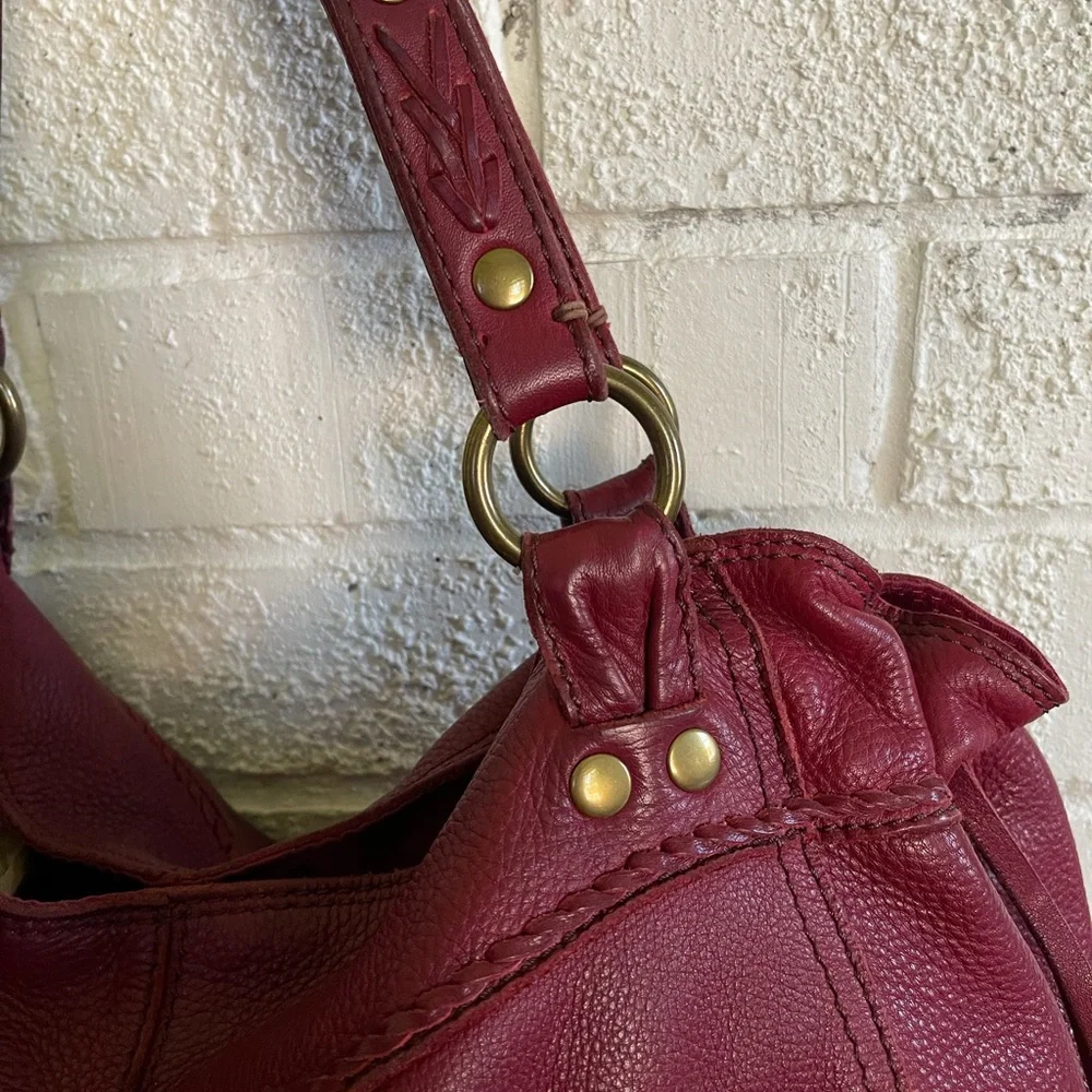 Lucky Brand Genuine Leather  Large Tote Dark Red. Laptop Size
